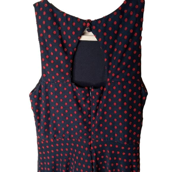 Eva Franco Maryanne Navy Blue Retro Clipdot Ruffle Dress - 2 - Picture 8 of 12